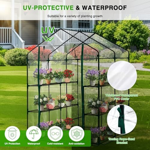 yesker greenhouse 57.5"x57"x77" walk in green house, side view