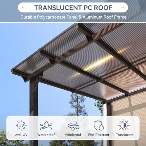 10' x 20' lean to gazebo pergola, metal, side view