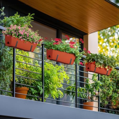 eteli railing planter box 6 pack balcony planters, side view