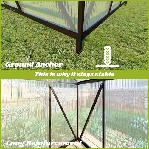 6x4ft outdoor greenhouse with roof vent, charcoal black, package contents
