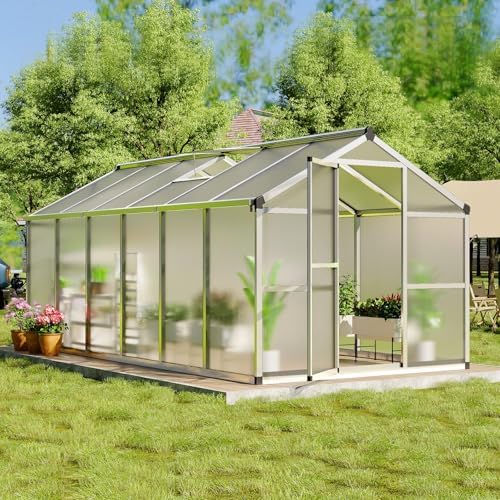 8x12 ft greenhouse, greenhouses for outside, polycarbonate greenhouse, side view