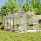 8x12 ft greenhouse, greenhouses for outside, polycarbonate greenhouse, side view