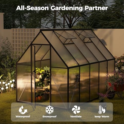 6x10 ft greenhouse for outdoors, polycarbonate greenhouse with, package contents