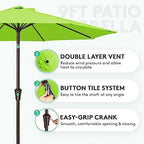 jearey 9ft outdoor patio umbrella, market umbrella, apple, close-up detail