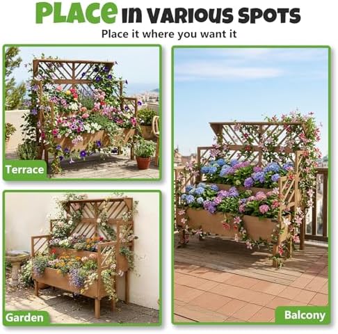 raised garden bed with trellis & 2 planter on a desk or shelf