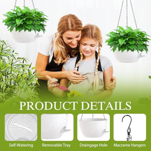12 inch hanging baskets 2 pc with chains, close-up detail