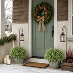 artificial cedar potted plant christmas greenery for front, front angle view