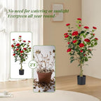 artificial camellia tree 2 pack, 3ft faux camellia showing dimensions