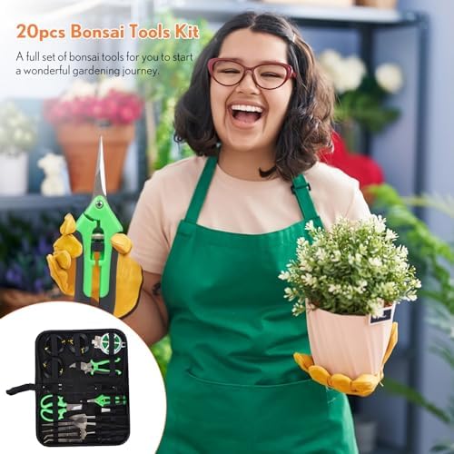 bonsai tools kit 20 pcs garden tools set shown in use