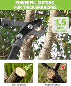 workpro extendable bypass lopper for gardening, 25-37" branch showing dimensions