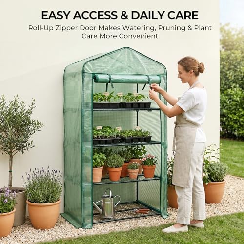 worth garden 4 tier mini greenhouse - 63'', close-up detail