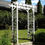 dura-trel providence arbor, vinyl garden archway for outdoors showing dimensions