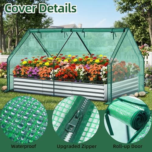 ohuhu 8x4x1 ft raised garden bed outdoor with showing dimensions