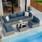 shintenchi 7 pieces outdoor patio furniture sets, patio on a desk or shelf