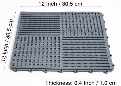 modular interlocking tiles double non-slip 12"x12" dark gray, close-up detail