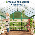 12 ft greenhouse, outdoor sliding door, polycarbonate greenhouse, close-up detail