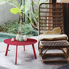 grand patio round steel patio coffee table, weather showing dimensions