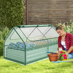 giantex galvanized steel raised garden bed with mini shown in use