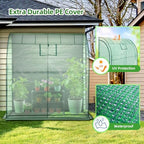 lean-to greenhouse with 3-tier shelves: ohuhu portable walk-in showing dimensions