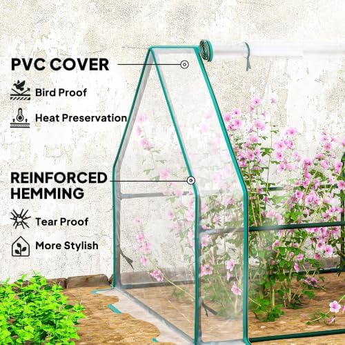 outsunny 12' x 3' x 3' mini greenhouse, close-up detail