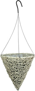 gardener select 14" cone hanging basket white wicker, main product view
