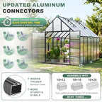 cdcasa 12x10x10 ft polycarbonate greenhouse for outdoors w/2 showing dimensions