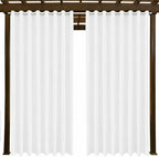 Outdoor Patio Curtain Waterproof Darkening Thermal Insulated Indoor Curtains for Bedroom, Porch, Living Room, Pergola, Cabana, W105 x L120 Extra Wide Room Divider, Set of 2 Panels, Pure White