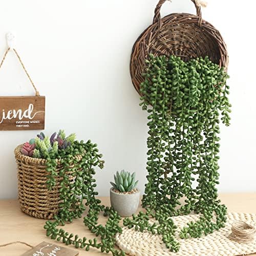cewor 8pcs artificial succulents hanging greenery plants fake, package contents