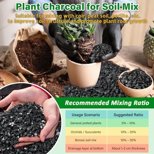 legigo 10qt horticultural charcoal- natural biochar soil amendment showing dimensions
