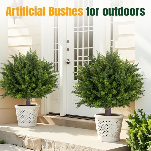 24.5 inch set of 2 topiary cedar trees showing dimensions