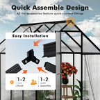6x8ft greenhouse with thermometers, small greenhouse for outdoors, front angle view
