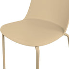 2xhome Set of 2 Modern Stackable Armless Dining Chairs | Plastic Shell Seat with Metal Legs | Indoor or Outdoor Use | Home Kitchen Patio, Beige