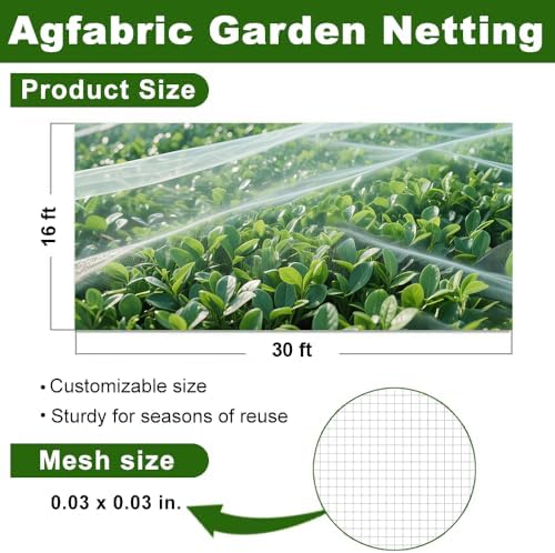 agfabric garden netting 16'x30' insect pest barrier bird shown in use
