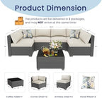 7 piece outdoor patio sectional furniture set, modular on a desk or shelf