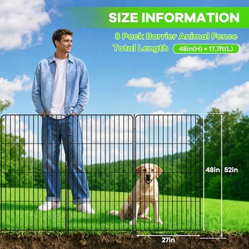 garden fence, 48in(h) x 17.7ft(l) 8 pack garden shown in use