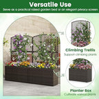 happygrill 2 raised garden bed with trellis & showing dimensions
