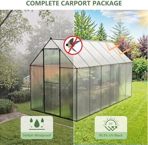 greenhouse for outdoors, heavy-duty polycarbonate greenhouse 6x12 ft, package contents