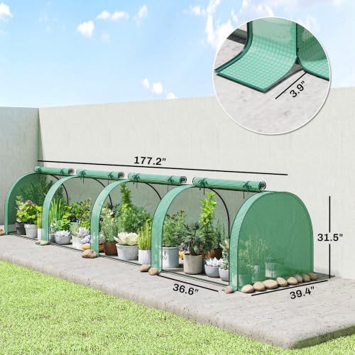 outsunny mini greenhouse 177.2" x 39.4" x 31.5" on a desk or shelf