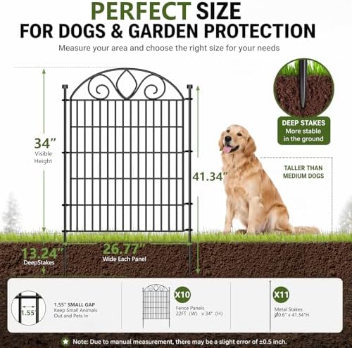 no dig garden fence with gate, outdoor dog shown in use