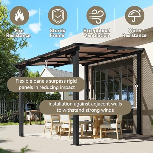 aoxun 8’x10’ gazebo for patio, gazebo pergola with showing dimensions