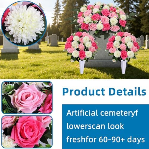 lodou 3pack cemetery decorations for grave large headstone shown in use