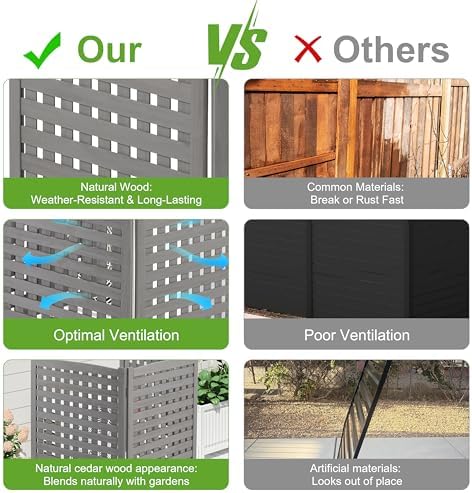 3-panel outdoor air conditioner fence screen, outside wood on a desk or shelf