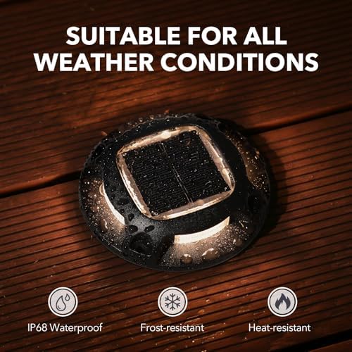 agptek solar driveway lights outdoor 12 pack, 2, side view
