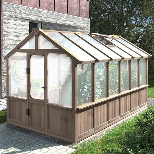 mupater 6 x 12 ft wooden polycarbonate greenhouse, main product view