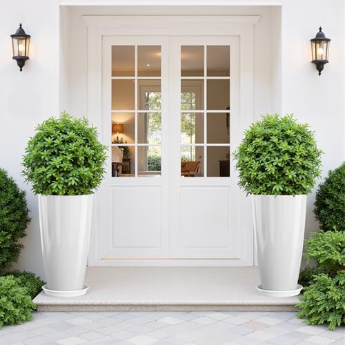 qcqhdu 21 inch tall planters for outdoor & shown in use