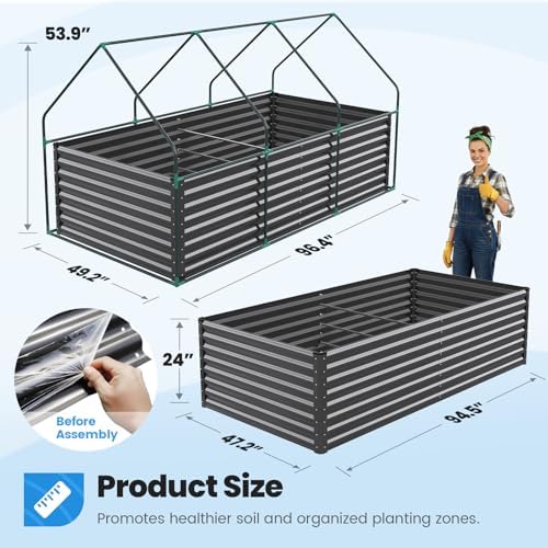 quictent raised garden bed with cover galvanized planter, package contents