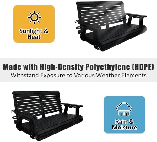 hdpe porch swing with 18/8 stainless steel bolts, front angle view