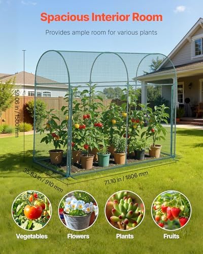 vevor crop cage, 5.9 x 2.98 x 4.9 shown in use