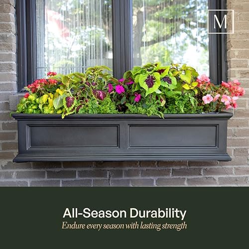 mayne fairfield 48in self-watering rectangular window box planter, side view