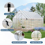 8'x16' aluminum-framed polycarbonate greenhouse, heavy duty polycarbonate greenhouse, package contents